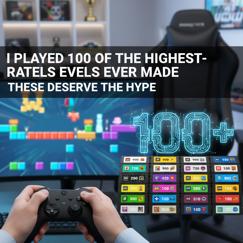 Professional blog header image for article titled: I Played 100 of the Highest-Rated Levels Ever Made. These Deserve the Hype. High quality, relevant imagery, clean composition.