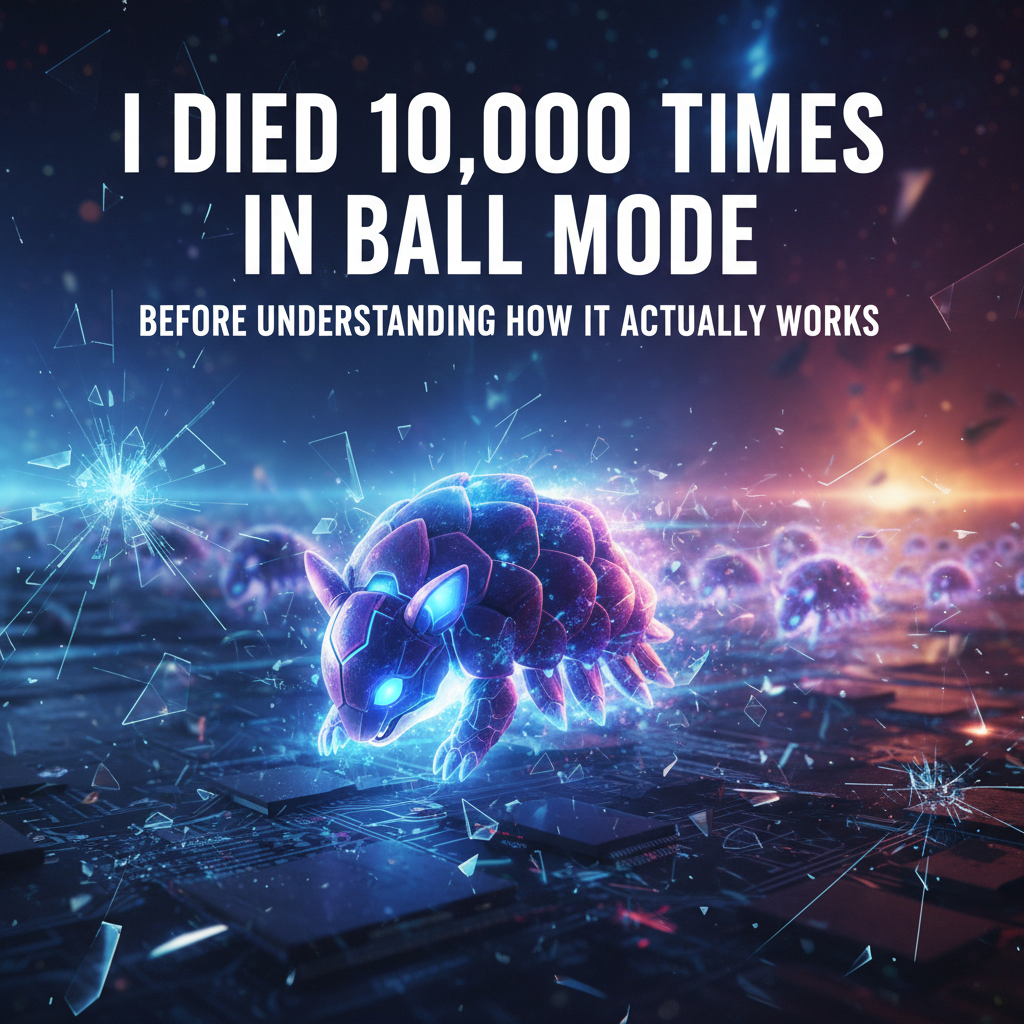 Professional blog header image for article titled: I Died 10,000 Times in Ball Mode Before Understanding How It Actually Works. High quality, relevant imagery, clean composition.