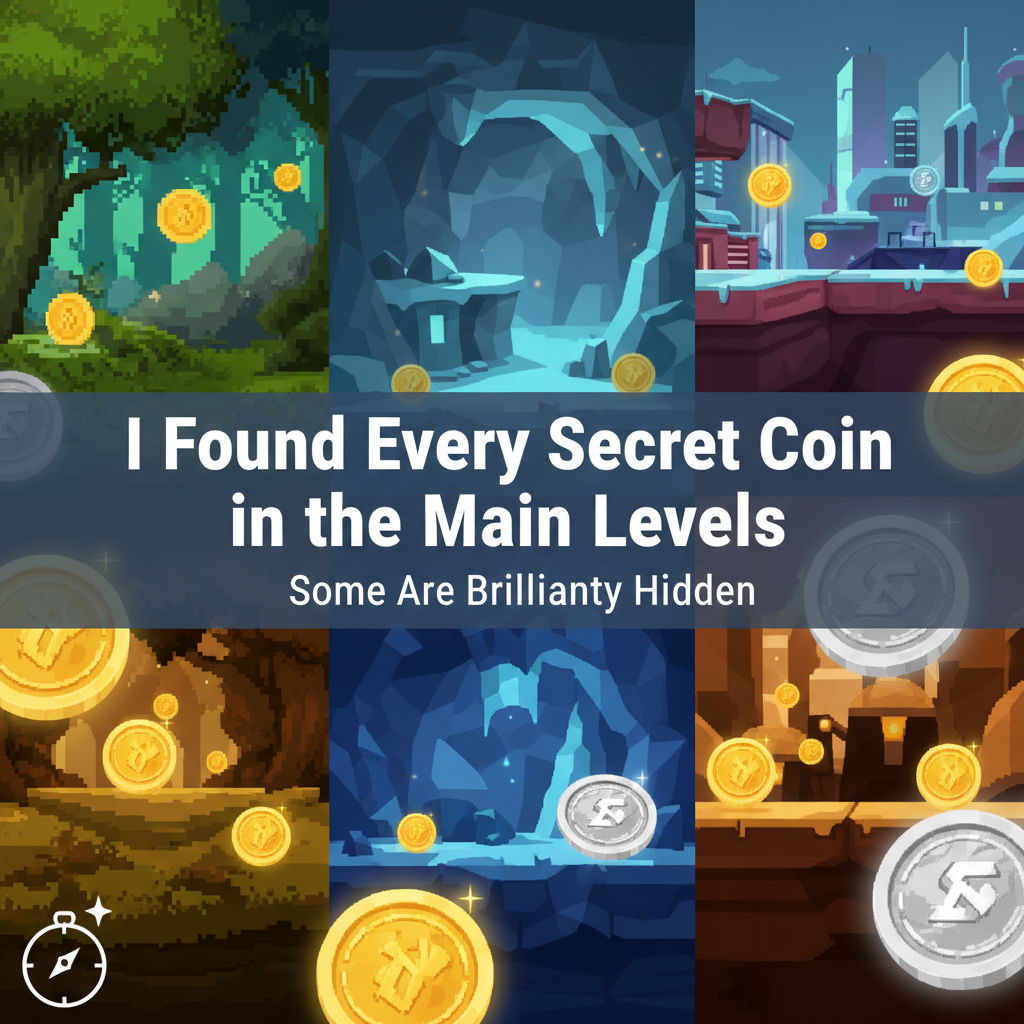 Professional blog header image for article titled: I Found Every Secret Coin in the Main Levels. Some Are Brilliantly Hidden. High quality, relevant imagery, clean composition.