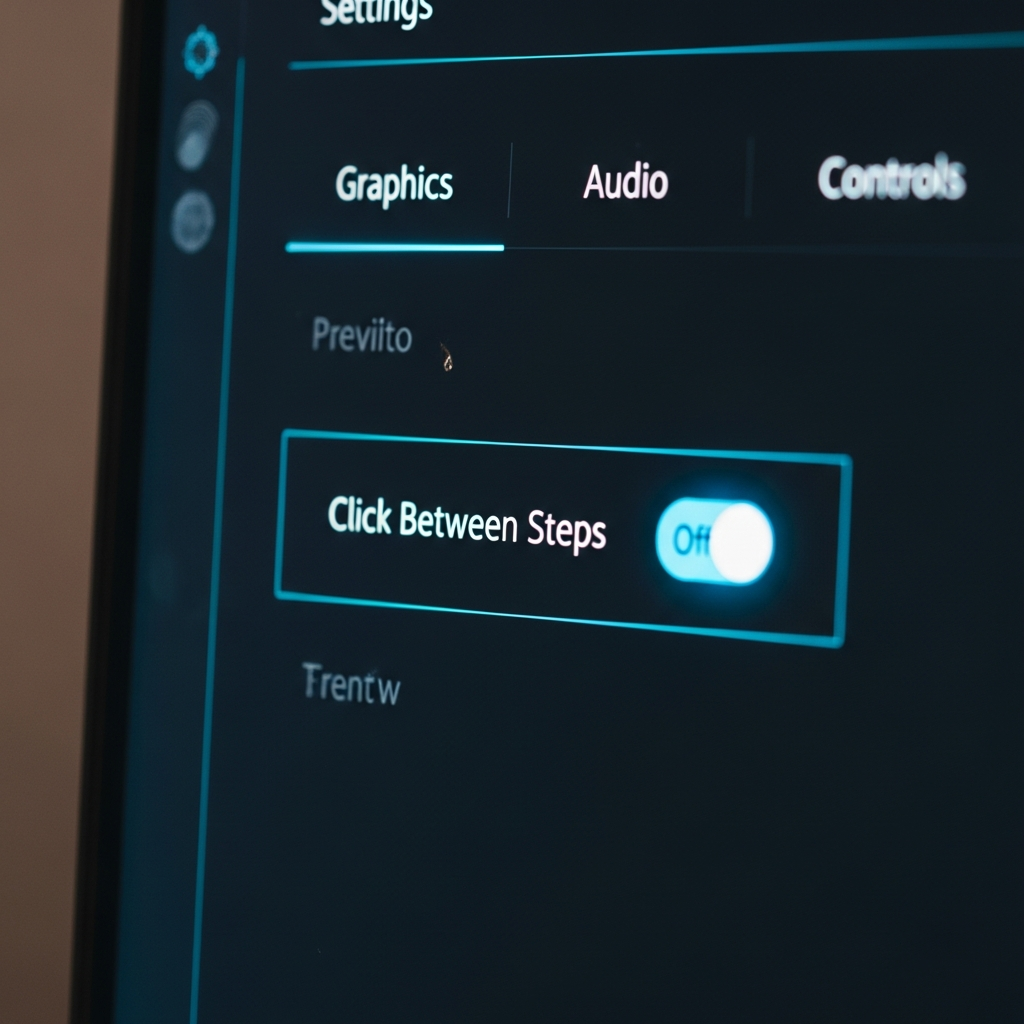 Click Between Steps toggle in Geometry Dash gameplay settings menu