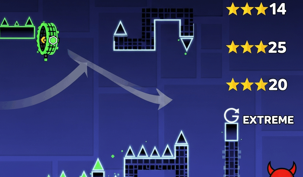 Geometry Dash beginner to extreme demon progression