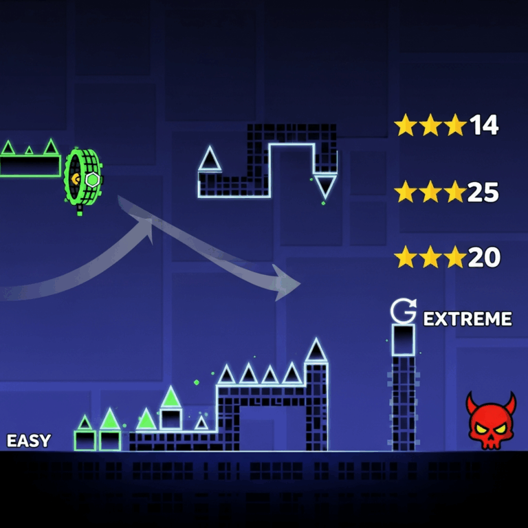 Geometry Dash beginner to extreme demon progression