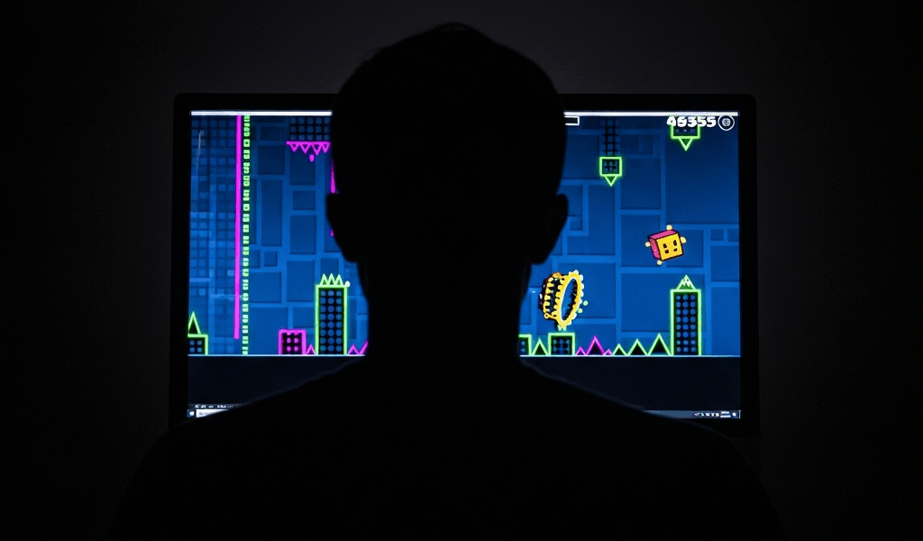 single solo developer silhouette working alone at a glowing 20260428 070817