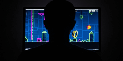 single solo developer silhouette working alone at a glowing 20260428 070817